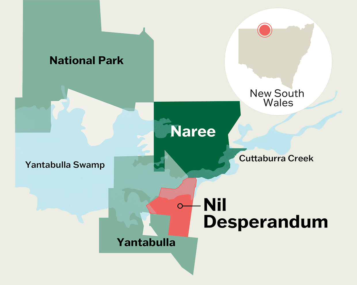 Map of Nil Desperandum, Naree and Yantabulla Swamp.